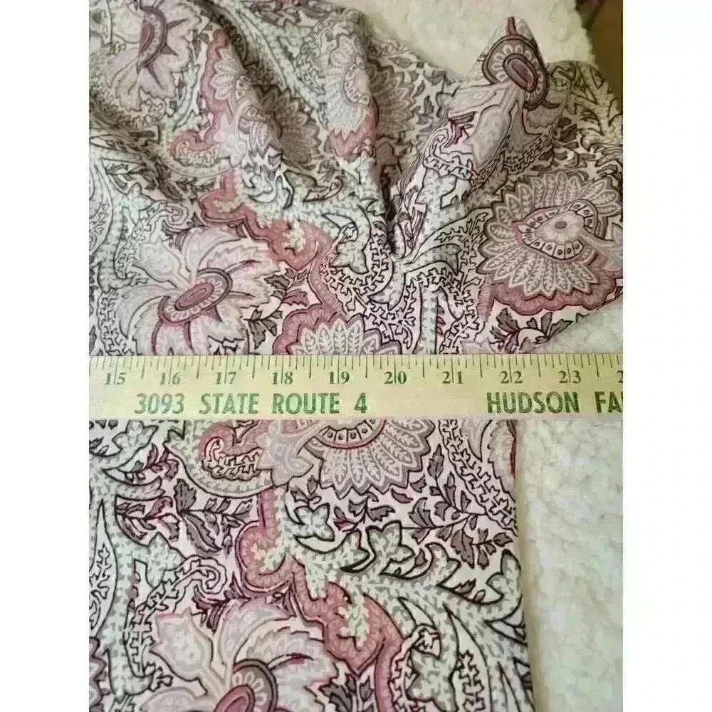 Talbots Womens Top Size 14 Pink Paisley Surplice Faux Wrap Blouse Prairie - Picture 9 of 11